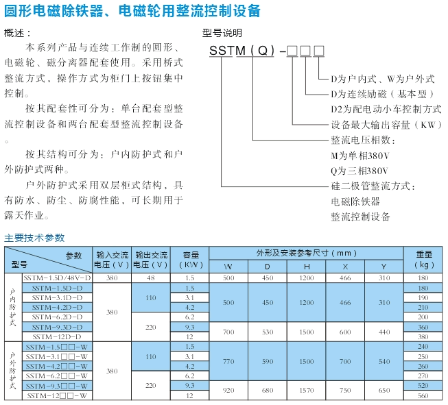 圓形電磁除鐵、電磁輪用整流控制設(shè)備